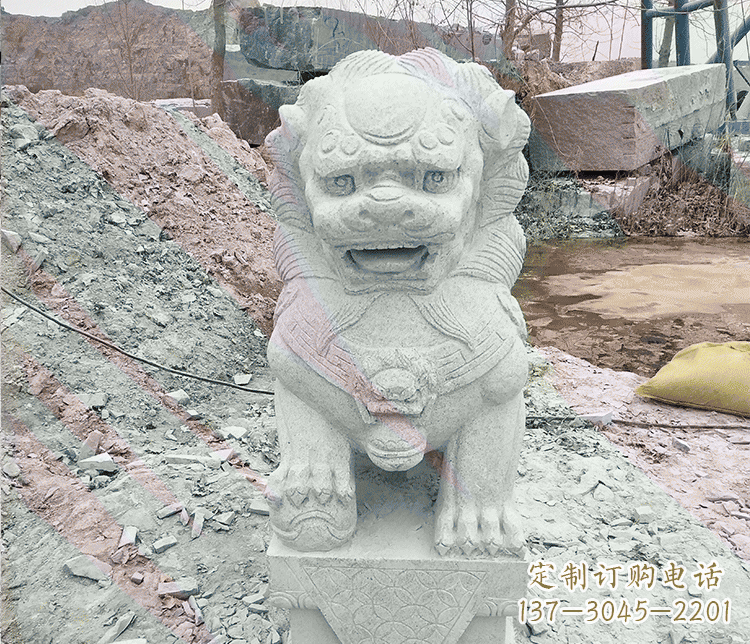 沈阳公园踩绣球狮子动物石雕