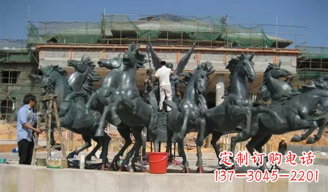 沈阳八马踏浪阿波罗战车景观铜雕