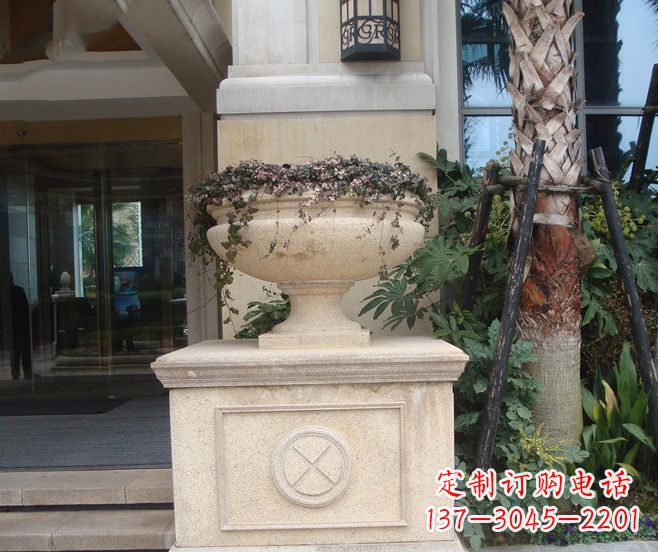 沈阳别墅景观大理石花盆石雕 (6)