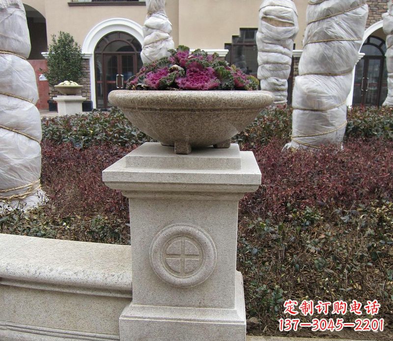 沈阳别墅景观大理石花盆石雕_2