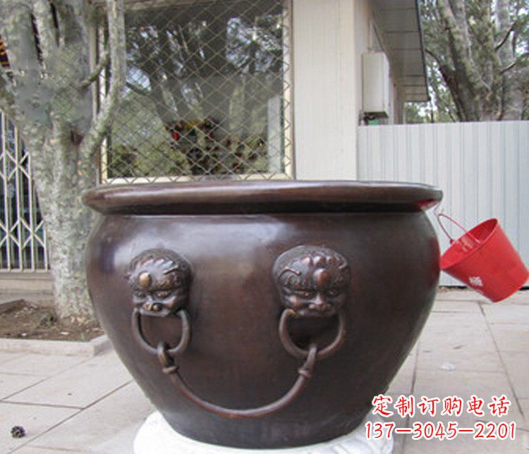 沈阳别墅招财水缸铜雕塑摆件 (2)