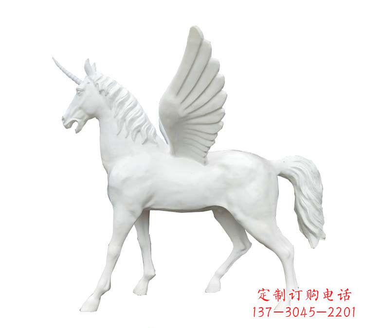 沈阳玻璃钢白色飞马雕塑
