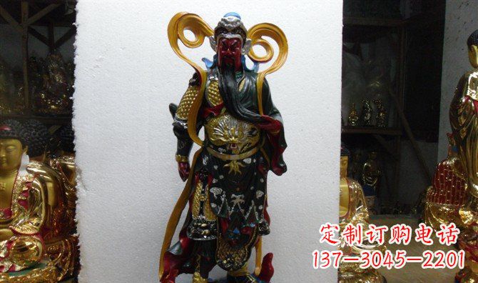 沈阳玻璃钢彩绘持刀关公