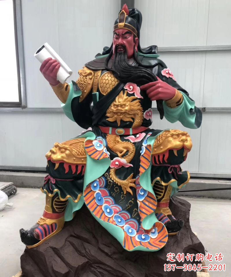沈阳玻璃钢彩绘武财神关公雕像