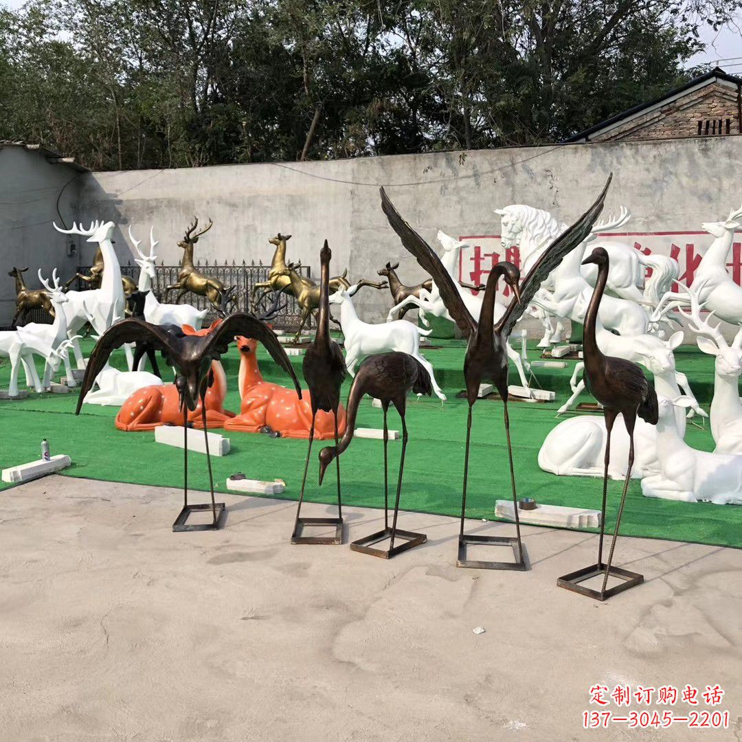 沈阳玻璃钢仿铜雕塑仙鹤