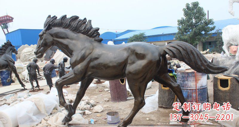 沈阳玻璃钢仿铜马广场动物雕塑 (2)