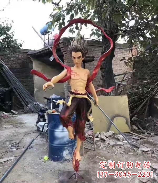 沈阳玻璃钢仿真哪吒雕塑