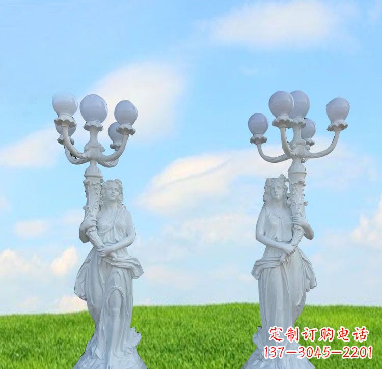 沈阳美女雕塑玻璃钢西方美女路灯的艺术精髓