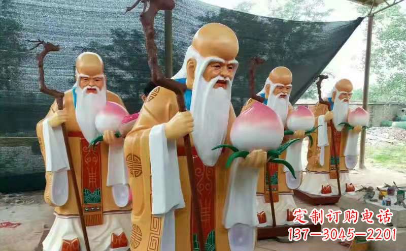 沈阳玻璃钢宗教庙宇神像彩绘老寿星雕塑