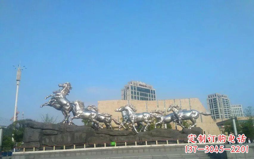 沈阳不锈钢八匹马动物雕塑