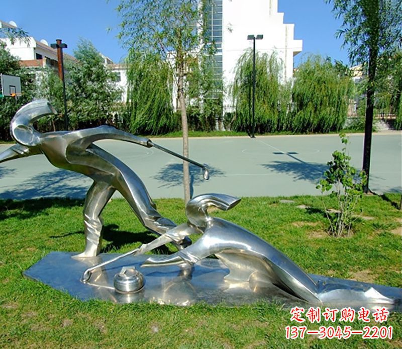 沈阳不锈钢冰壶雕塑 (2)