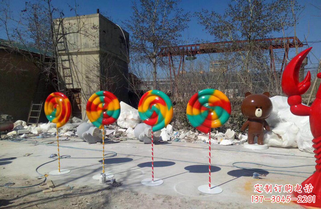沈阳不锈钢彩绘棒棒糖景观雕塑