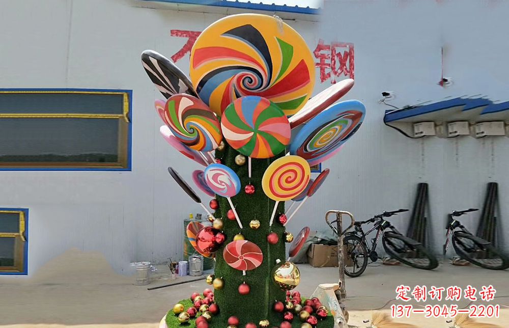 沈阳不锈钢彩色棒棒糖雕塑艺术与景观的完美结合
