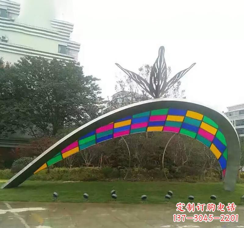 沈阳不锈钢彩色拼接拱门雕塑