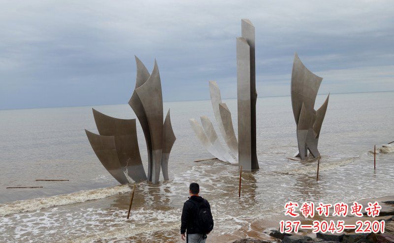 沈阳不锈钢抽象船帆海边景观雕塑