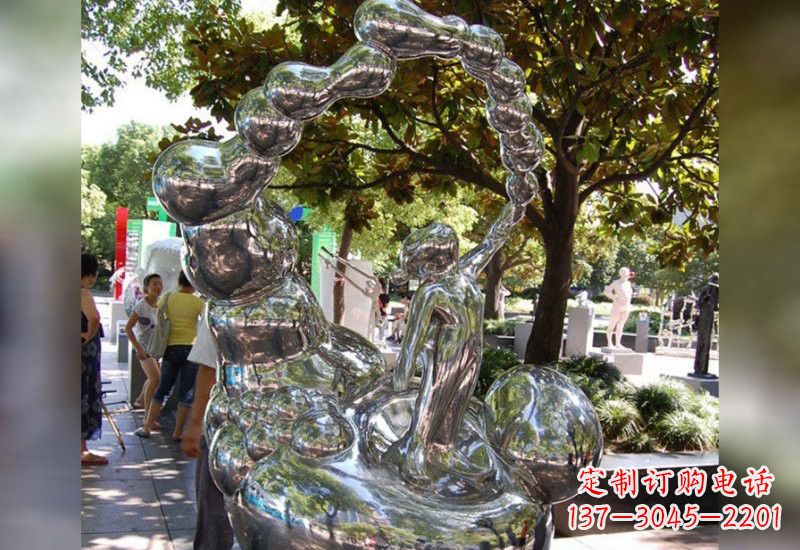沈阳不锈钢抽象吹泡泡的儿童雕塑