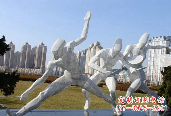 沈阳不锈钢抽象打羽毛球人物雕塑