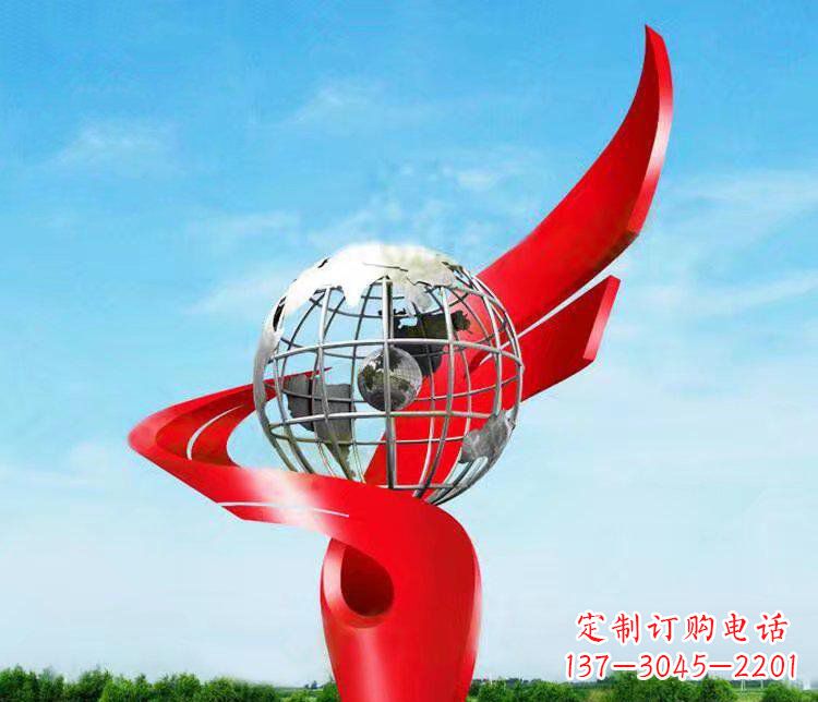 沈阳不锈钢抽象地球雕塑 (2)
