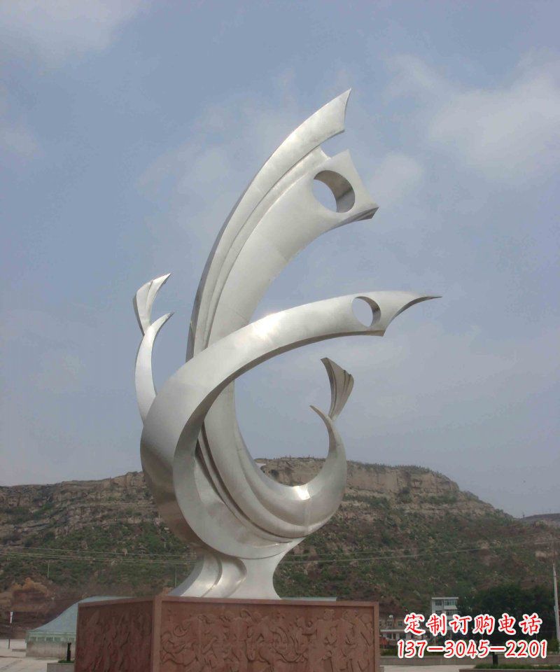 沈阳不锈钢抽象凤凰公园雕塑 (2)