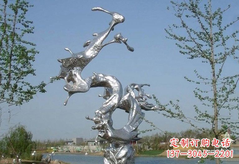 沈阳不锈钢抽象蛟龙出海雕塑