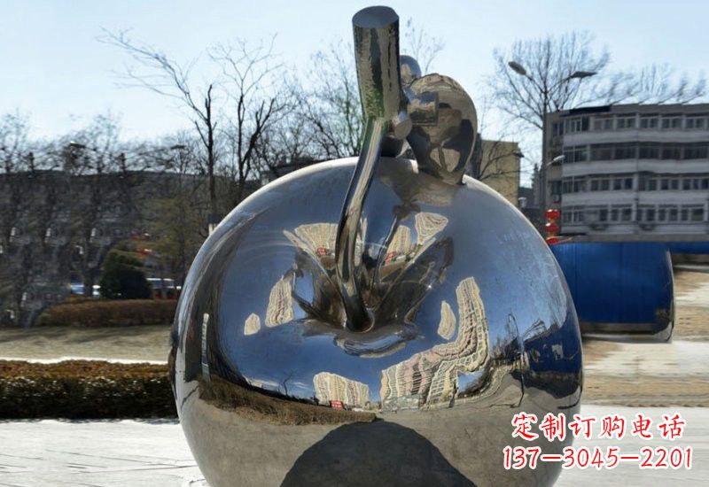 沈阳不锈钢抽象镜面苹果雕塑