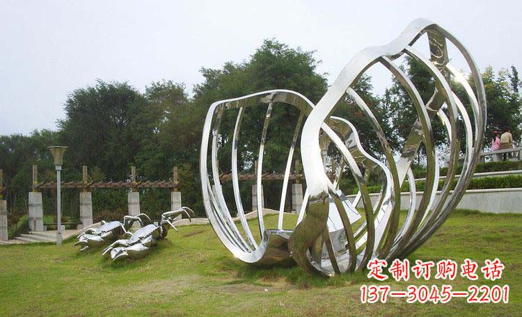 沈阳不锈钢抽象螃蟹贝壳雕塑