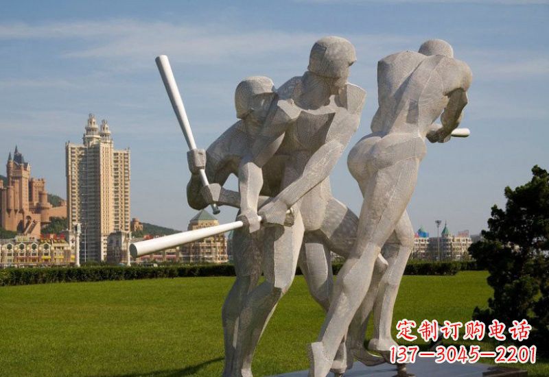 沈阳不锈钢打棒球人物雕塑2