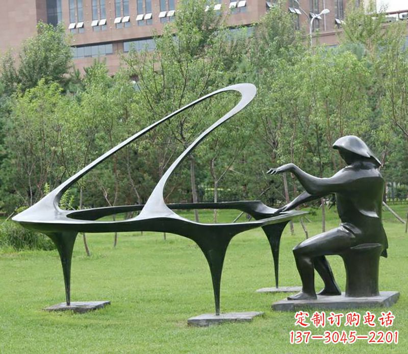 沈阳不锈钢弹钢琴人物公园雕塑