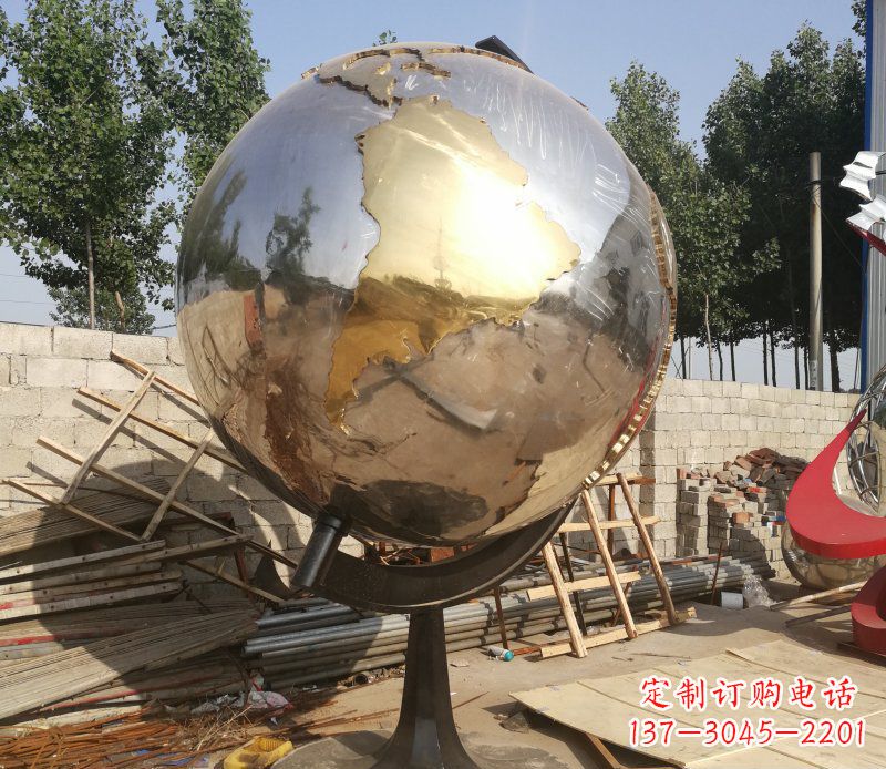 沈阳不锈钢地球仪校园雕塑_2