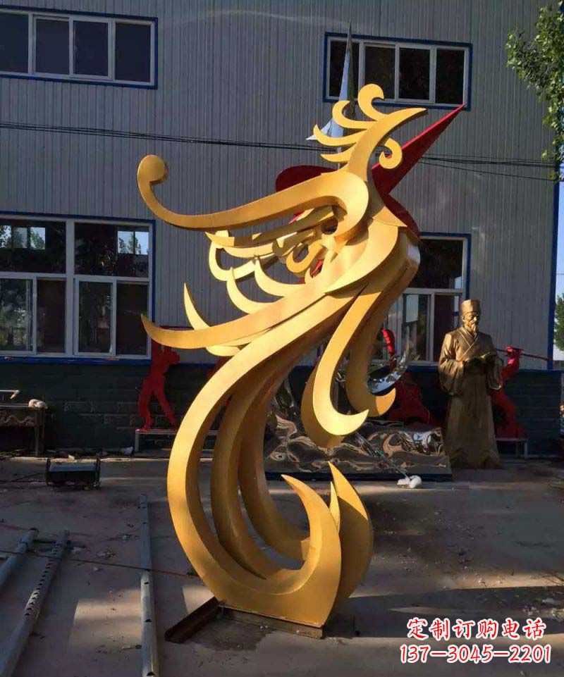 沈阳不锈钢雕刻凤凰雕塑传承精美工艺