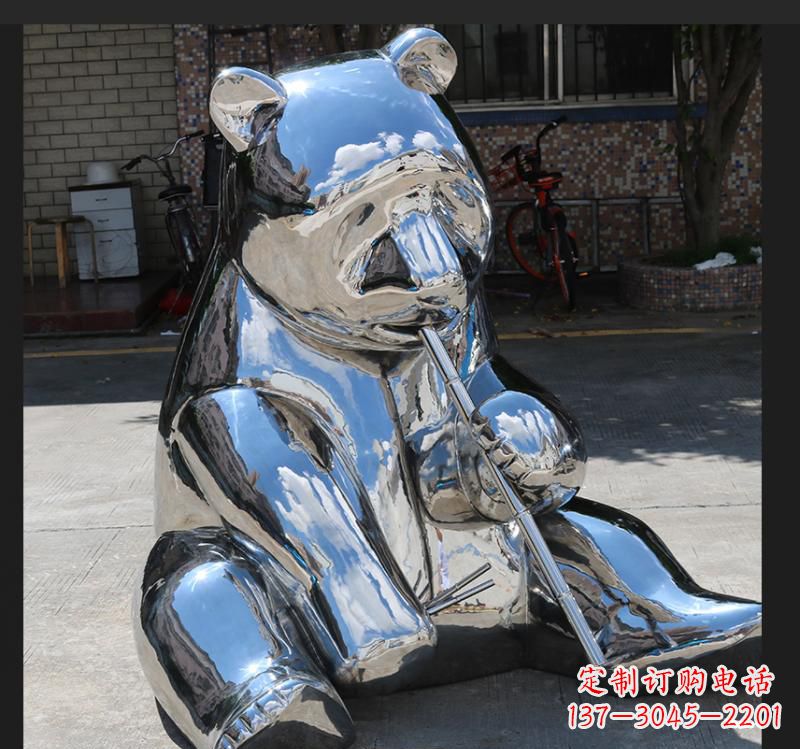 沈阳不锈钢动物熊雕塑来自自然的美丽