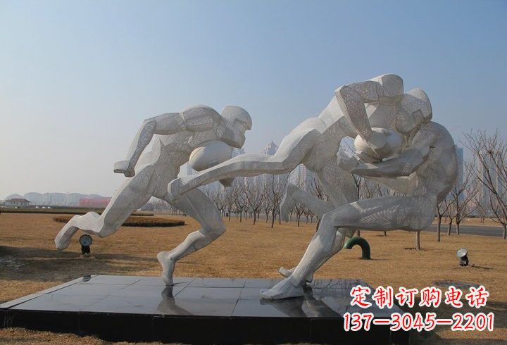 沈阳不锈钢橄榄球雕塑传承运动精神
