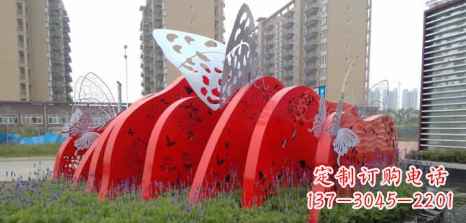 沈阳不锈钢蝴蝶小区景观雕塑美丽的蝴蝶展翅