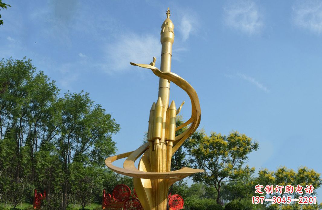 沈阳火箭飞向蓝天不锈钢火箭广场景观雕塑