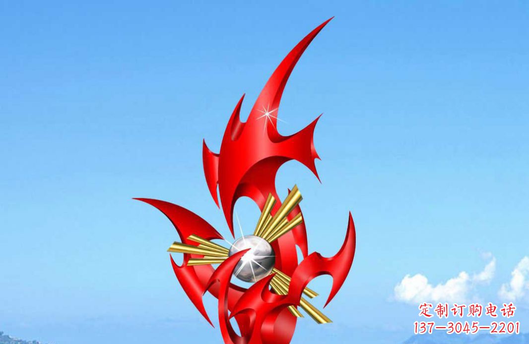 沈阳不锈钢火苗抽象景观雕塑给城市添彩