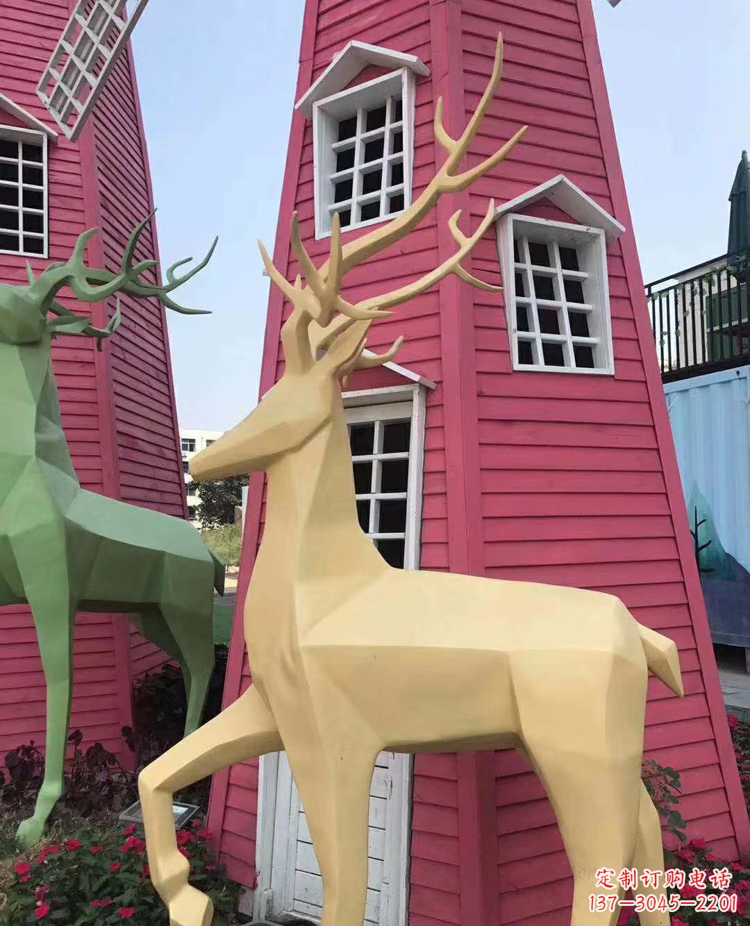 沈阳不锈钢烤漆小鹿雕塑让你的家园更加美丽
