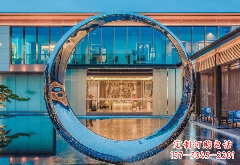 沈阳不锈钢镂空灯光圆环雕塑