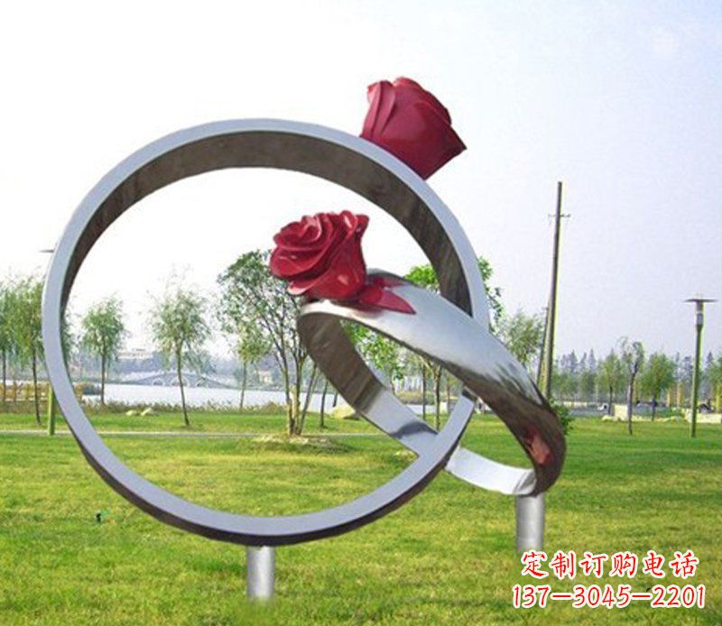 沈阳不锈钢玫瑰戒指雕塑
