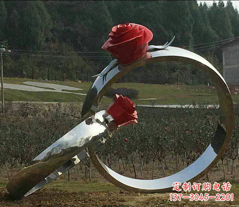 沈阳不锈钢玫瑰雕塑精美的艺术珍品