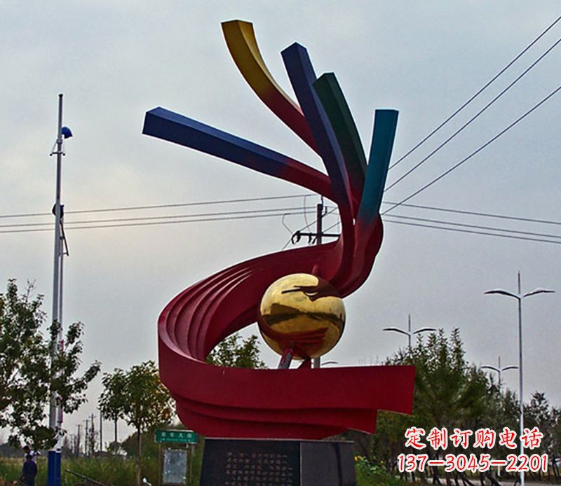 沈阳不锈钢飘带雕塑艺术与自然的完美结合