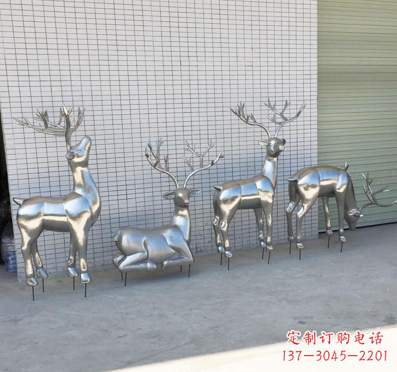 沈阳不锈钢梅花鹿雕塑传承美丽的自然