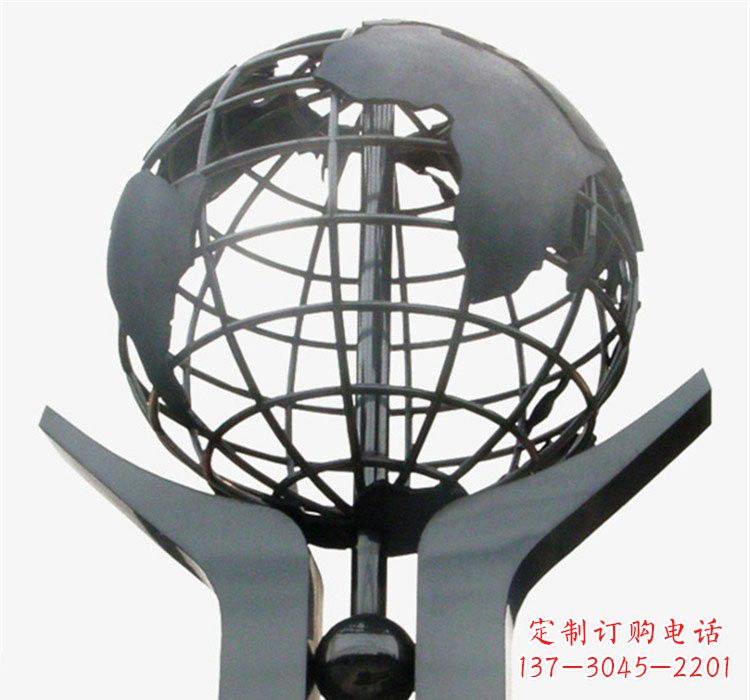 沈阳象征地球一体的不锈钢校园手托地球雕塑
