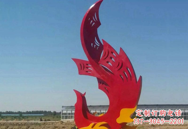 沈阳凤凰雕塑传承不锈钢园林艺术