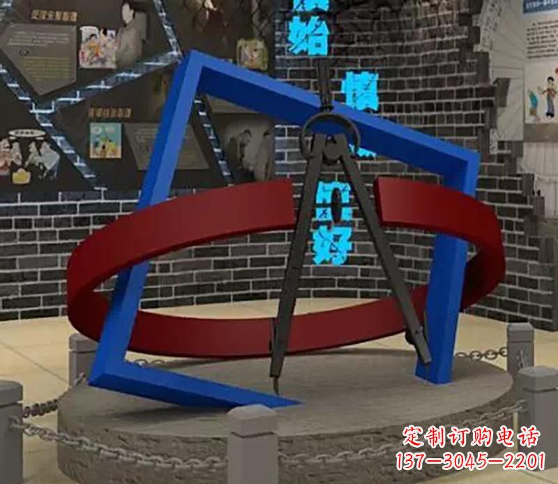 沈阳不锈钢圆规雕塑实现景观美化的艺术之作