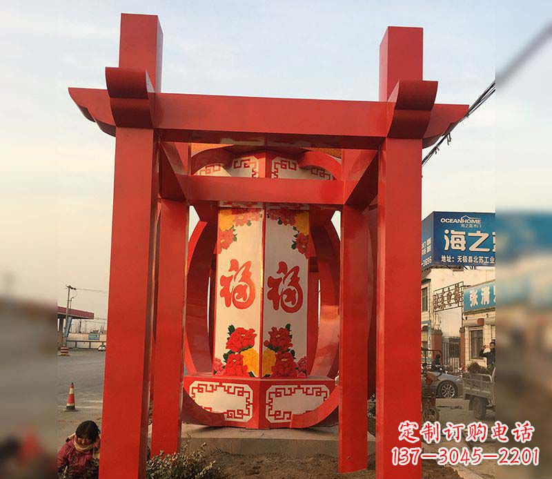 沈阳不锈钢灯笼雕塑——点亮中国梦