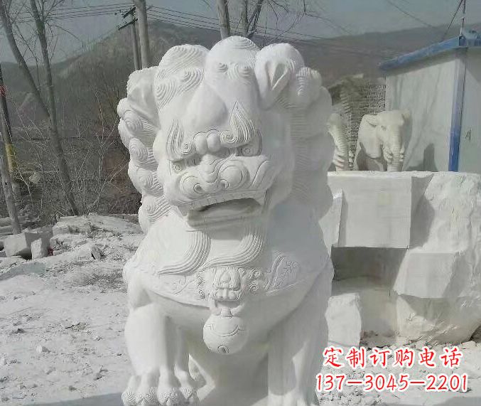 沈阳狮子雕塑踩绣球石狮子寺庙的独特景观