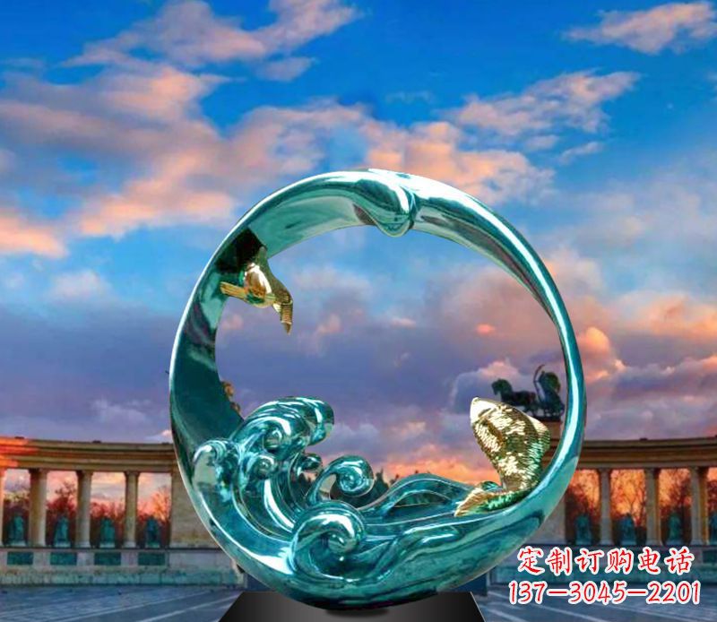 沈阳城市之环不锈钢彩银雕塑