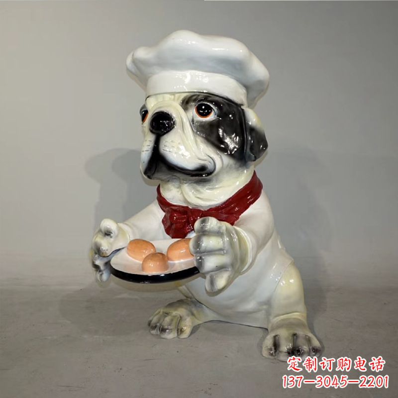 沈阳玻璃钢仿陶瓷狗雕塑——以斗牛犬为原型