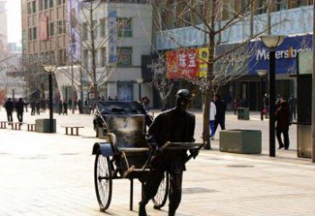 沈阳黄包车雕塑弘扬步行街人物景观