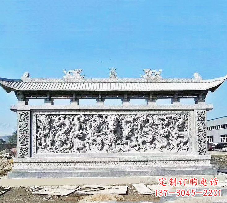 沈阳精美大理石九龙壁雕塑